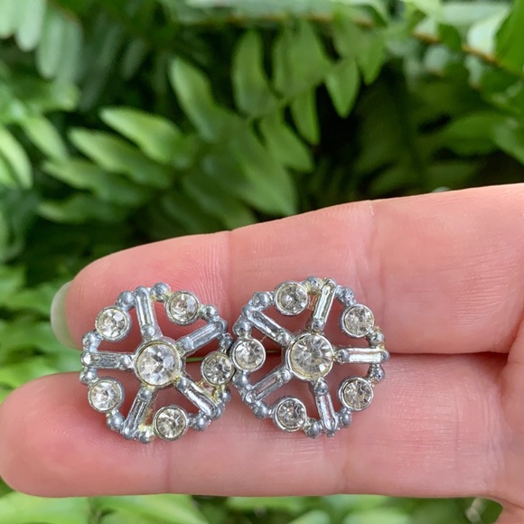 Vintage BALLOU REG’D Pins brooch rhinestone silver - Picture 1 of 5